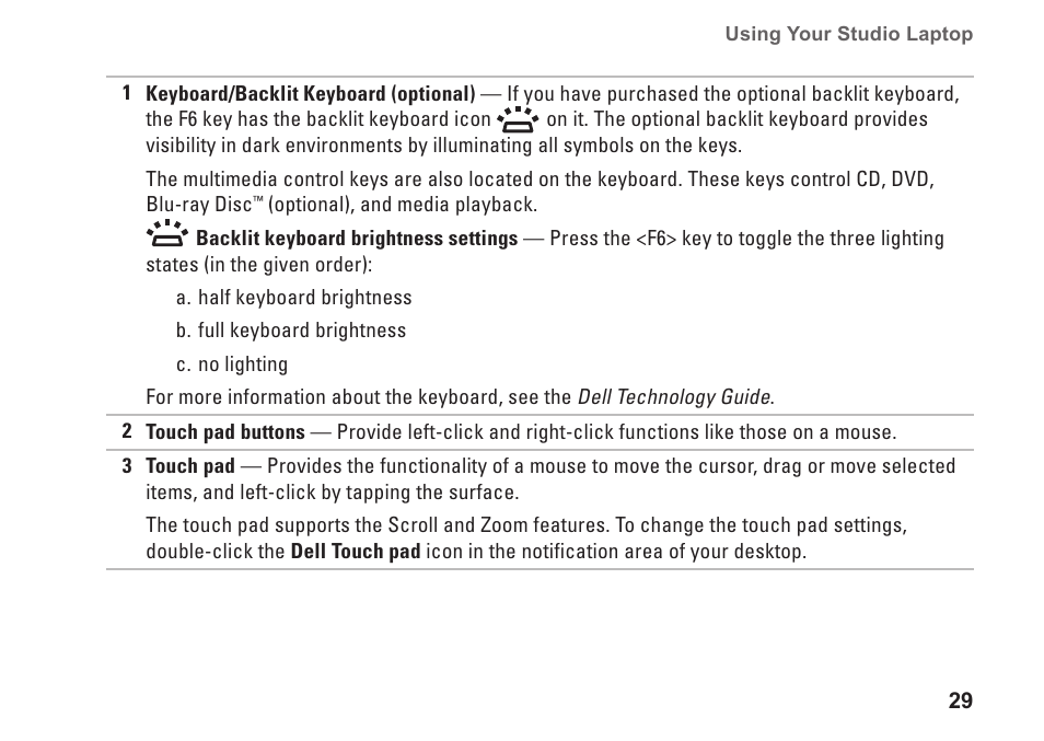Dell Studio 15 (1555, Early 2009) User Manual | Page 31 / 102