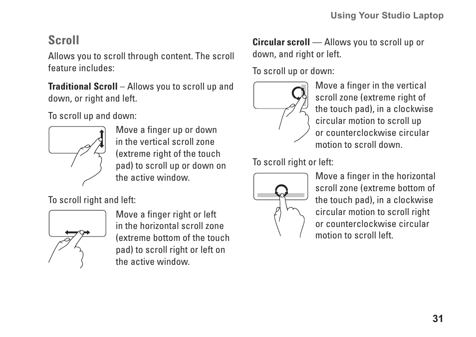 Scroll | Dell Studio 15 (1555, Early 2009) User Manual | Page 33 / 102