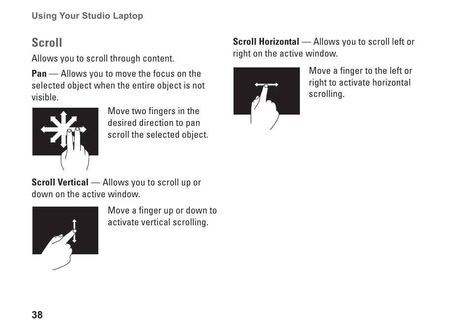 Scroll | Dell Studio 15 (1555, Early 2009) User Manual | Page 40 / 102