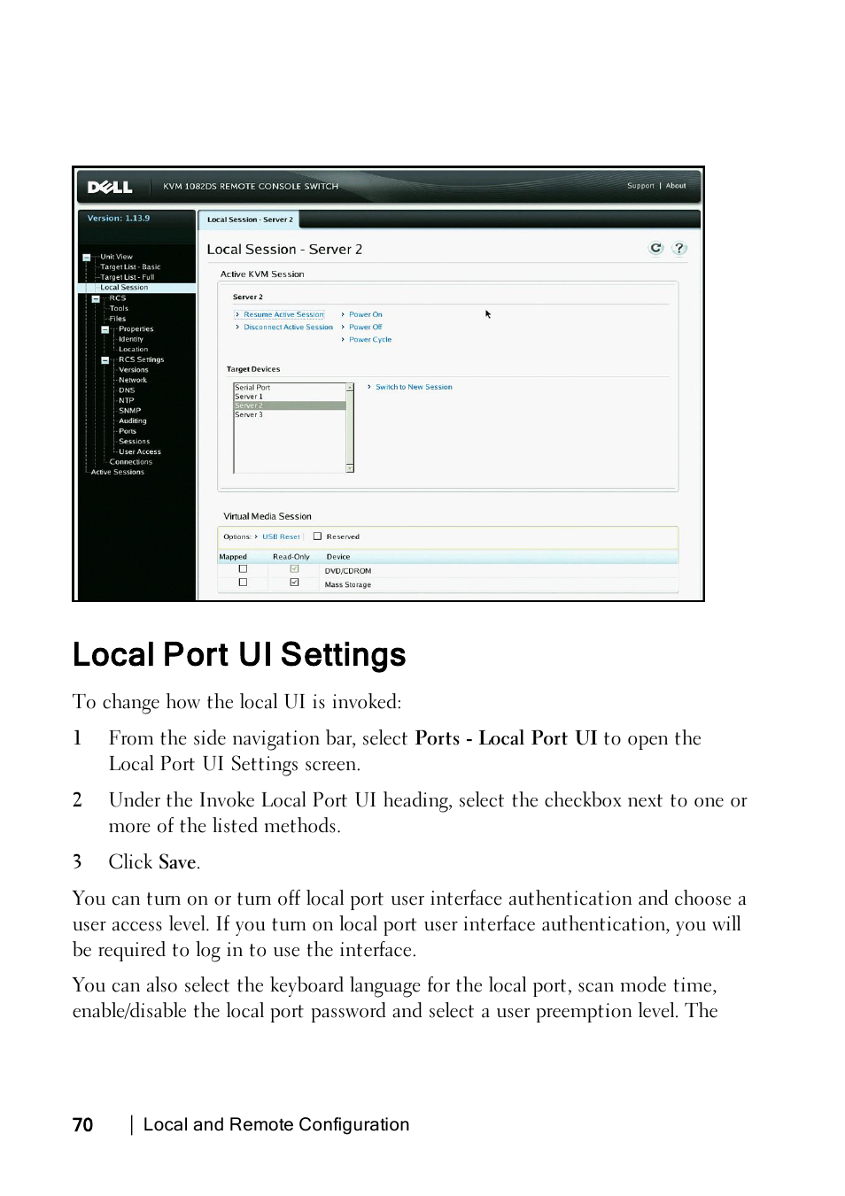 Local port ui settings | Dell KVM 4322DS User Manual | Page 80 / 188