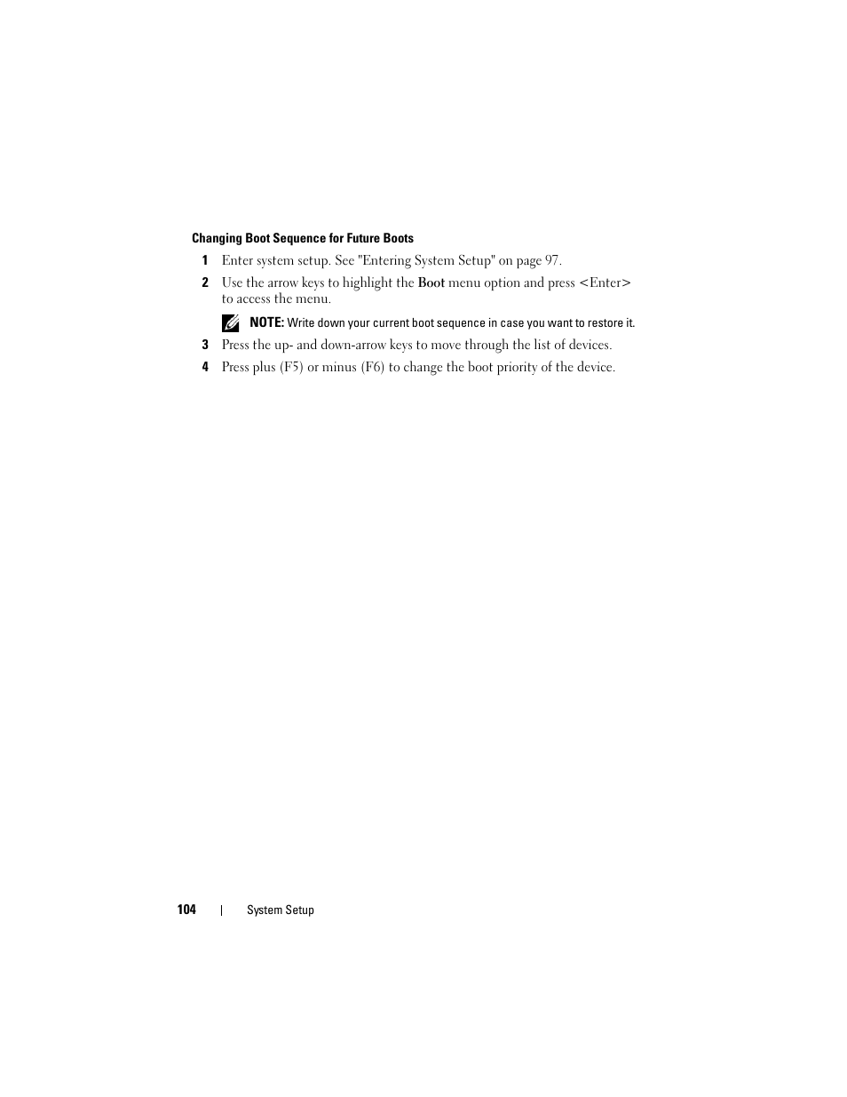 Changing boot sequence for future boots | Dell Alienware M14x R2 (Early 2012) User Manual | Page 102 / 104