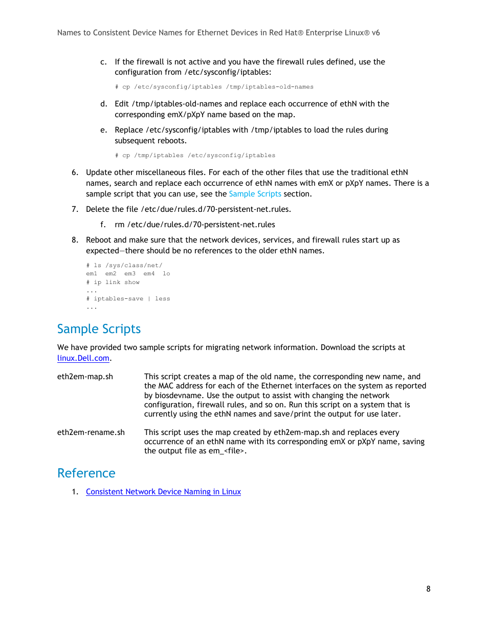 Sample scripts, Reference | Dell 1U Rackmount LED Console User Manual | Page 8 / 8