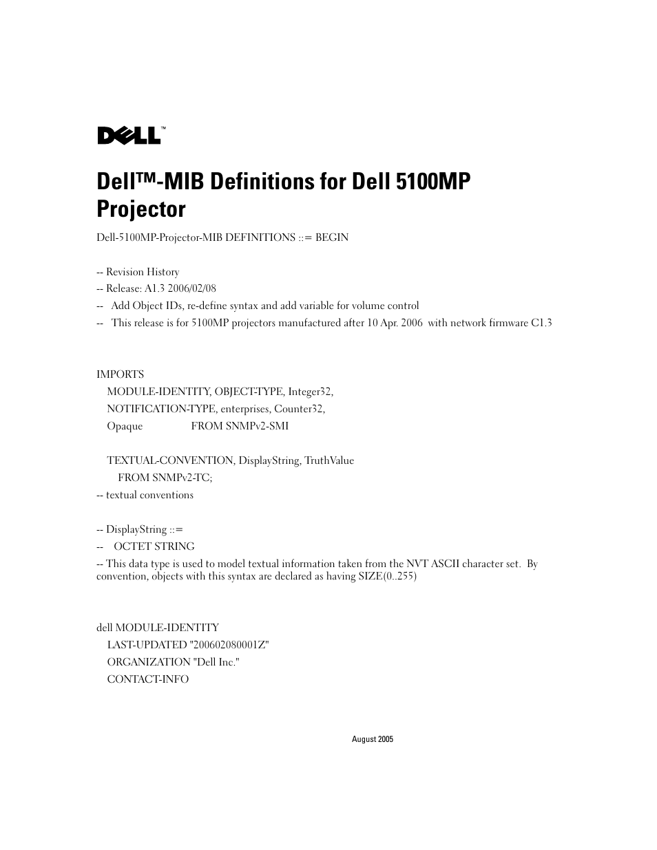 Dell 5100MP Projector User Manual | 12 pages