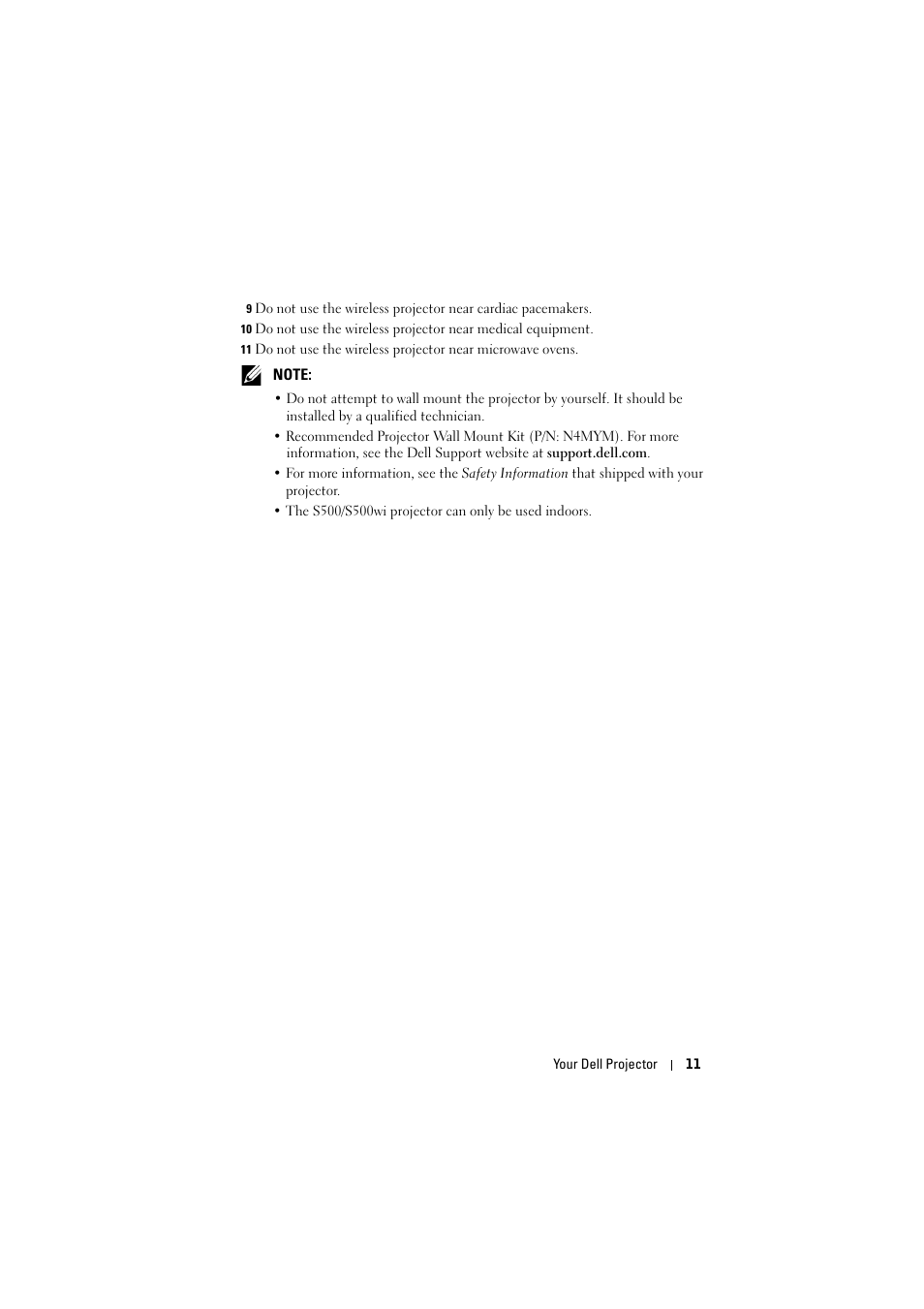 Dell S500 Projector User Manual | Page 11 / 132