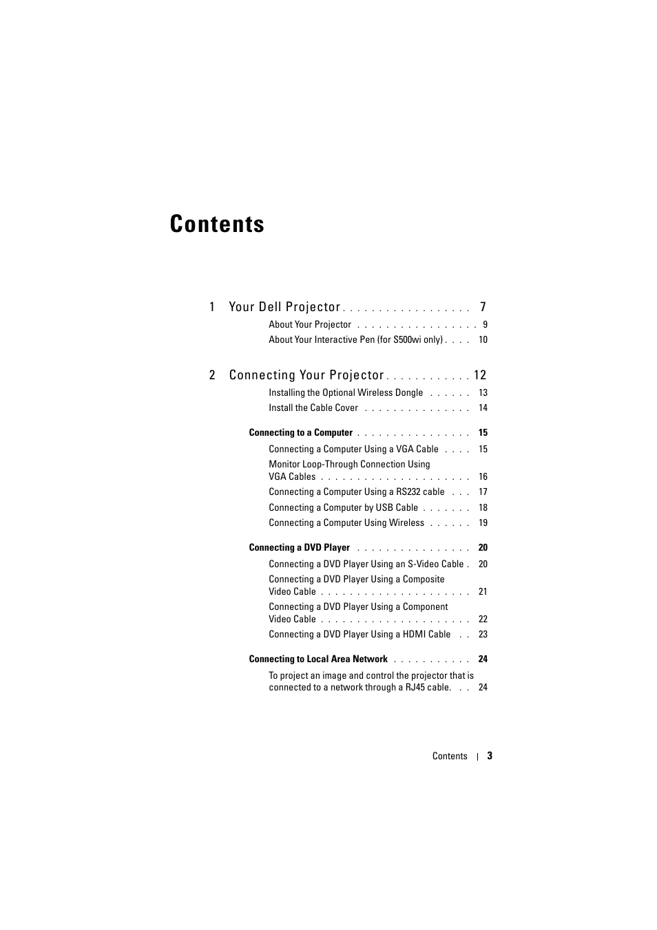 Dell S500 Projector User Manual | Page 3 / 132