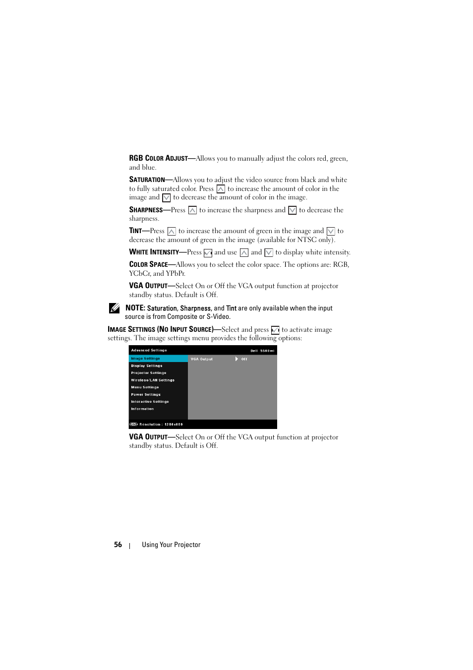 Dell S500 Projector User Manual | Page 56 / 132