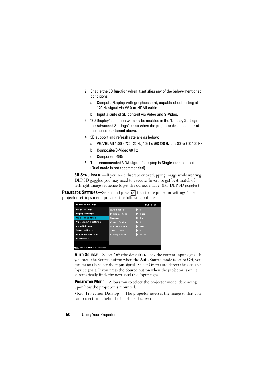 Dell S500 Projector User Manual | Page 60 / 132