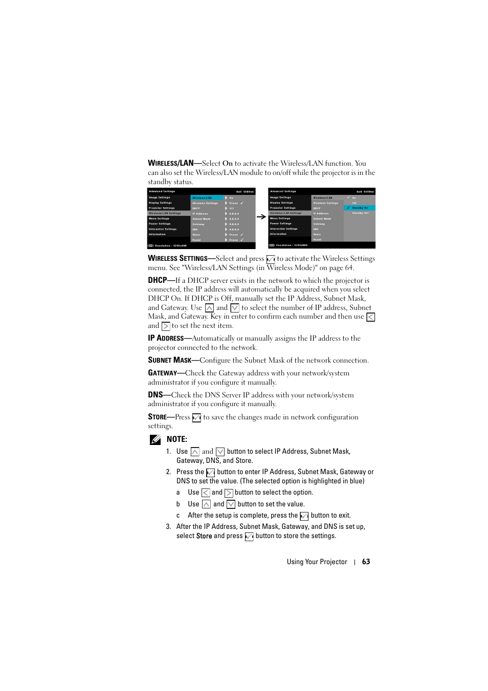 Dell S500 Projector User Manual | Page 63 / 132