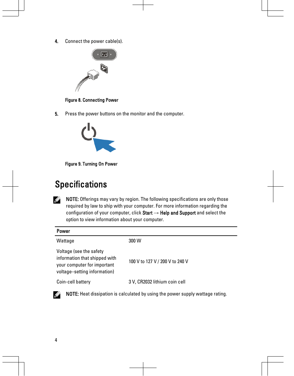 Specifications | Dell Vostro 270 (Late 2012) User Manual | Page 4 / 6