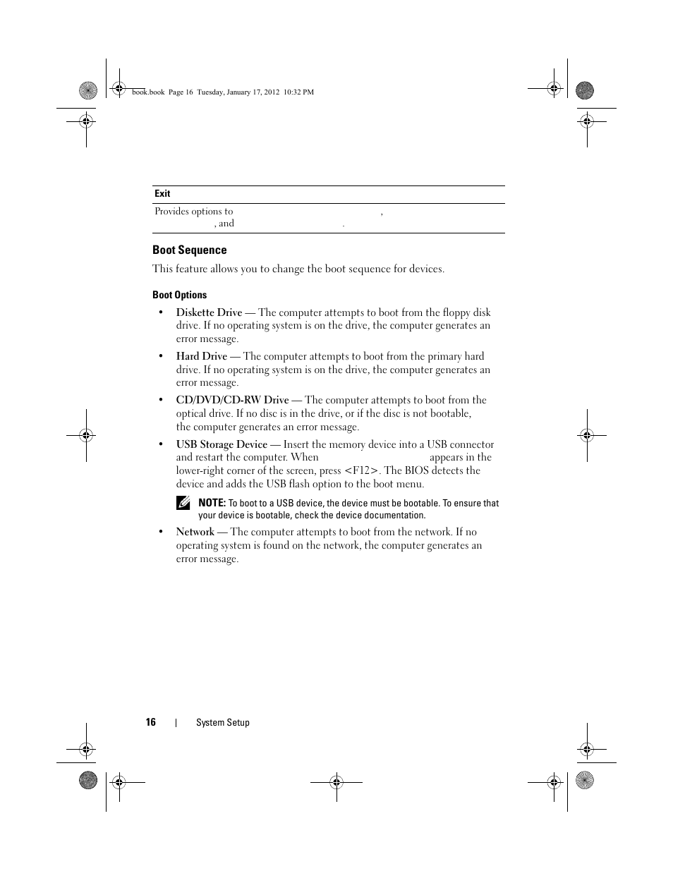 Boot sequence | Dell Alienware X51 (Early 2012) User Manual | Page 16 / 21