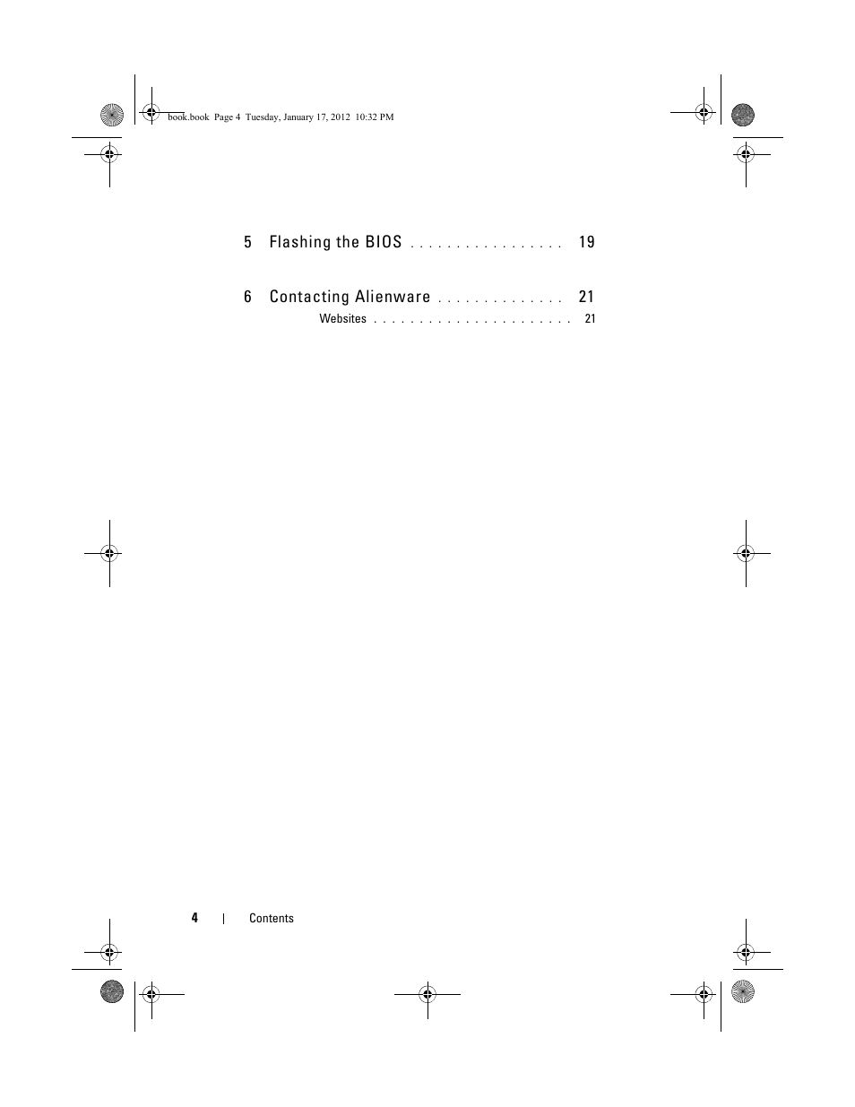 5 flashing the bios, 19 6 contacting alienware | Dell Alienware X51 (Early 2012) User Manual | Page 4 / 21