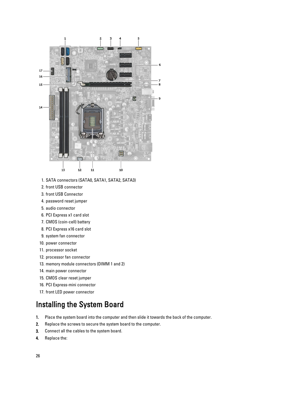 Installing the system board | Dell Vostro 270 (Late 2012) User Manual | Page 26 / 51