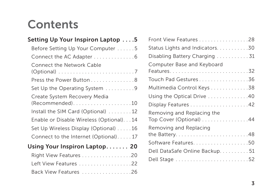 Dell Inspiron 15R (N5110, Early 2011) User Manual | Page 5 / 102