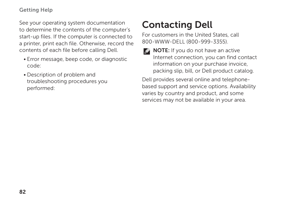 Contacting dell | Dell Inspiron 15R (N5110, Early 2011) User Manual | Page 84 / 102