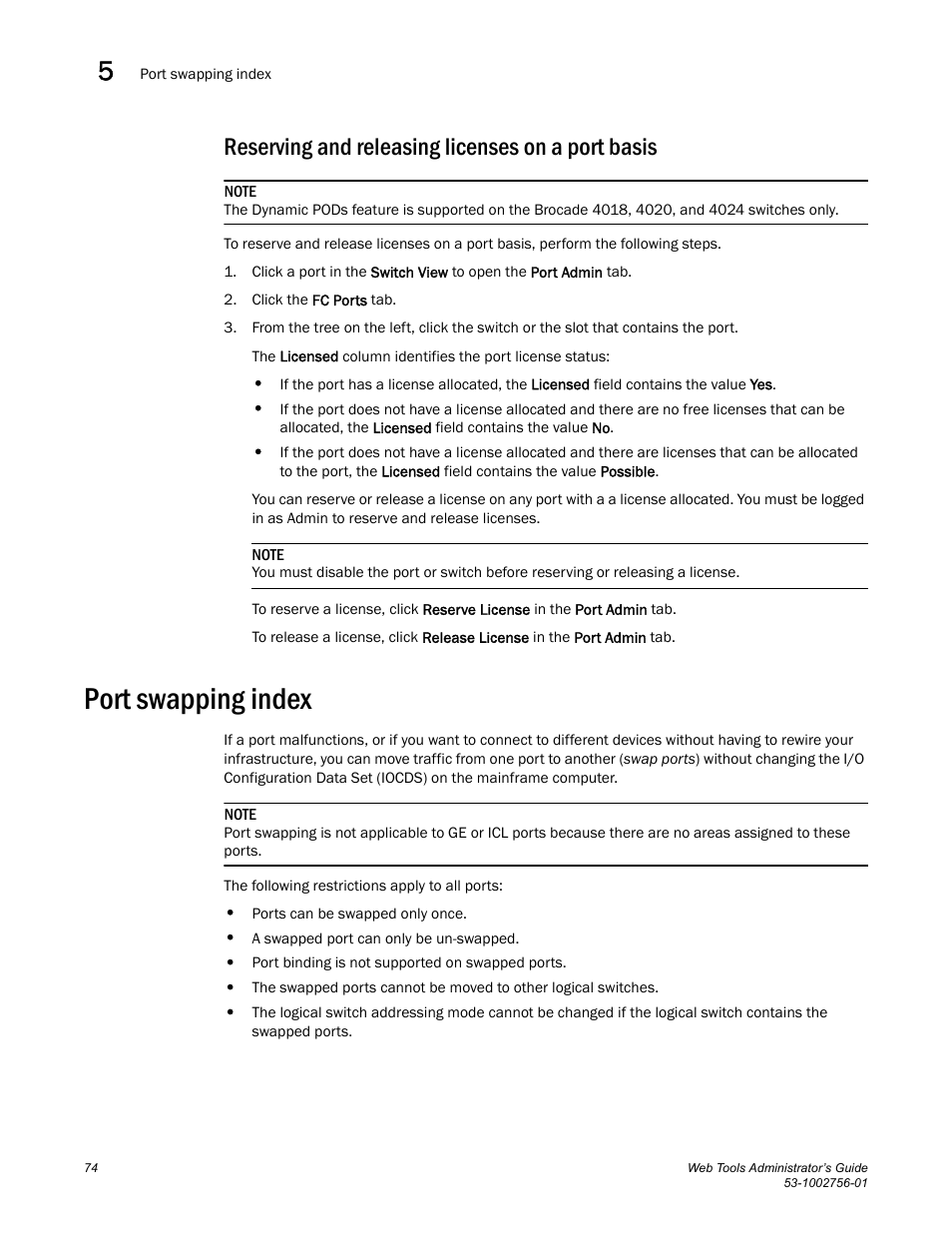 Reserving and releasing licenses on a port basis, Port swapping index | Dell POWEREDGE M1000E User Manual | Page 102 / 268