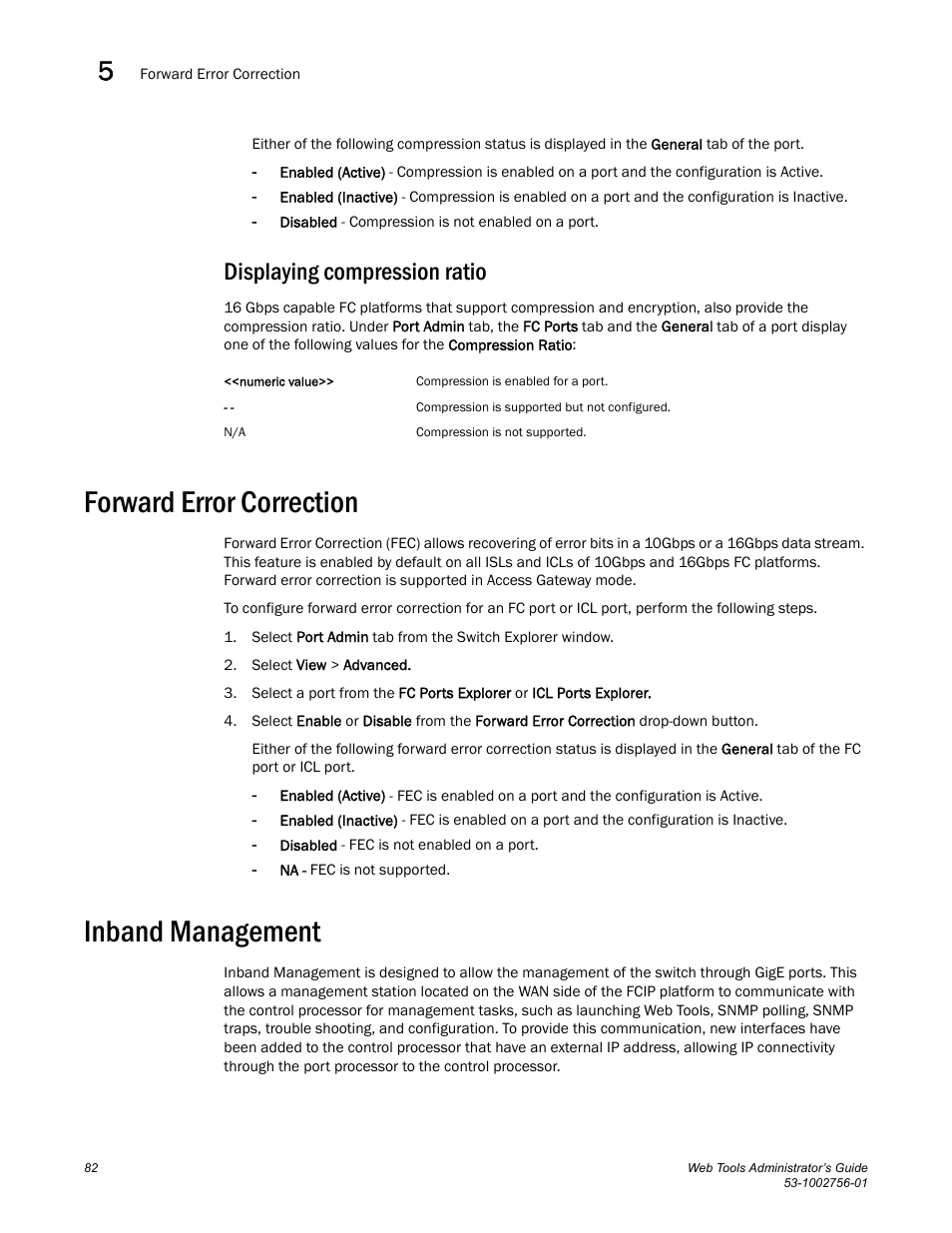 Displaying compression ratio, Forward error correction, Inband management | Dell POWEREDGE M1000E User Manual | Page 110 / 268