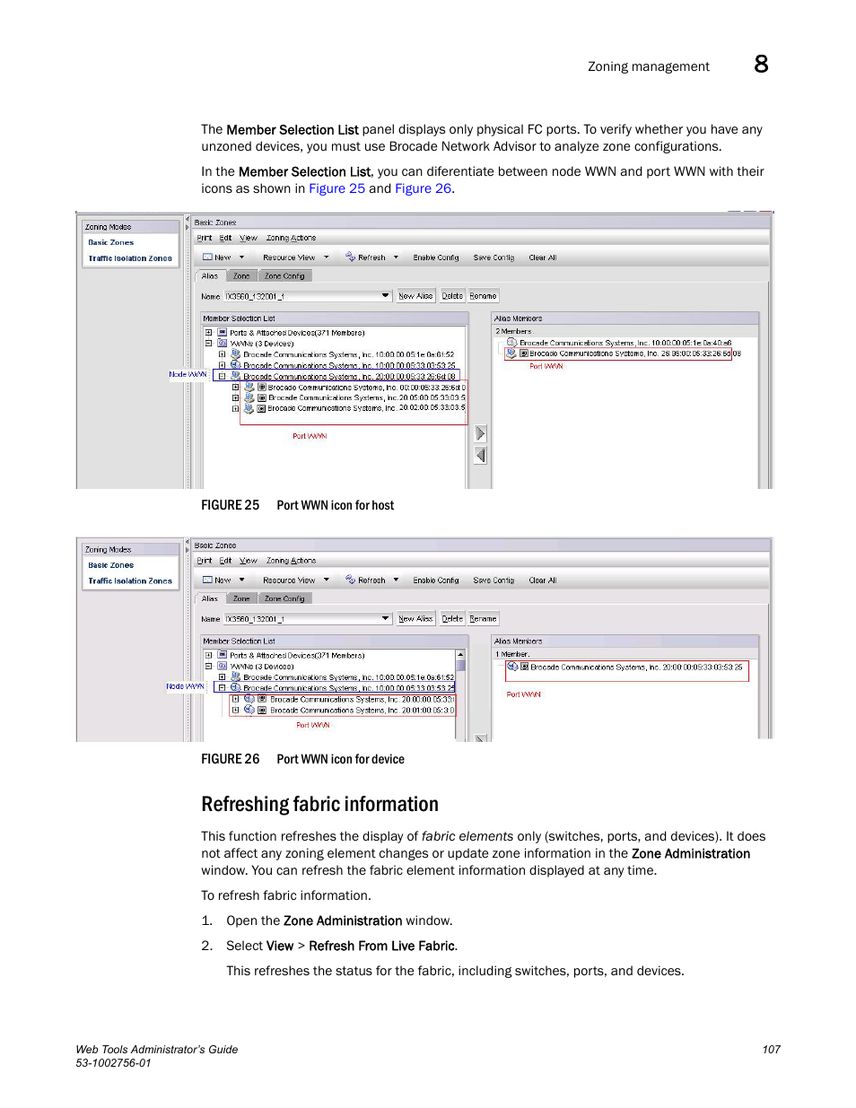 Refreshing fabric information, Figure 25, Port | Figure 26 | Dell POWEREDGE M1000E User Manual | Page 135 / 268