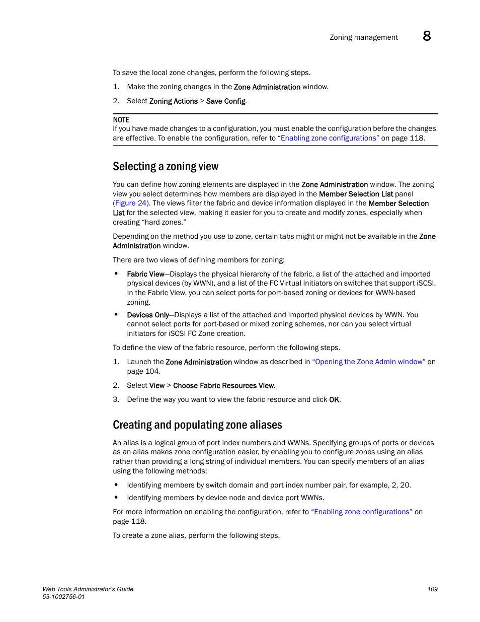 Selecting a zoning view, Creating and populating zone aliases | Dell POWEREDGE M1000E User Manual | Page 137 / 268