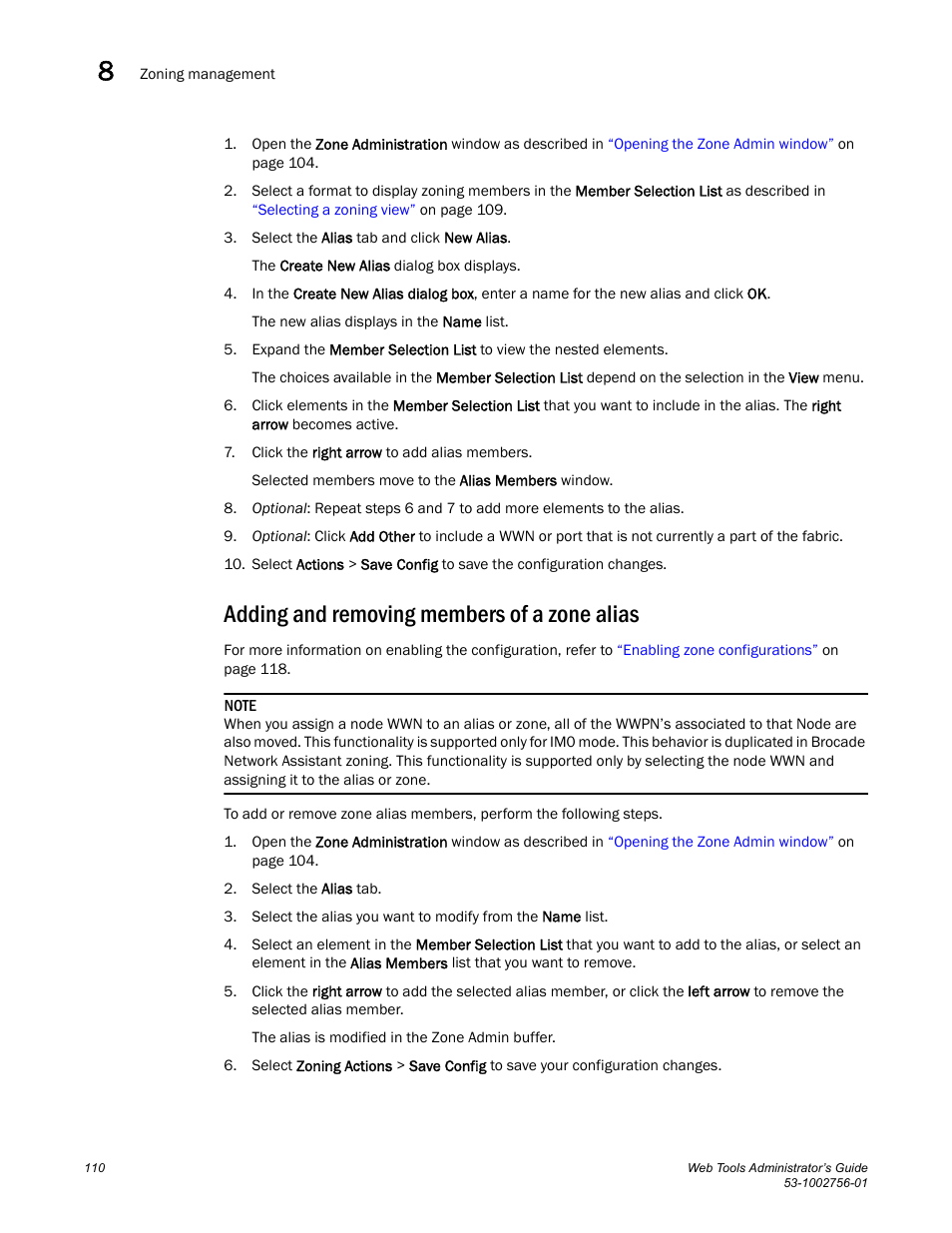 Adding and removing members of a zone alias | Dell POWEREDGE M1000E User Manual | Page 138 / 268