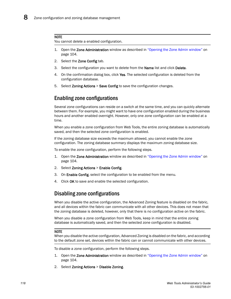 Enabling zone configurations, Disabling zone configurations | Dell POWEREDGE M1000E User Manual | Page 146 / 268