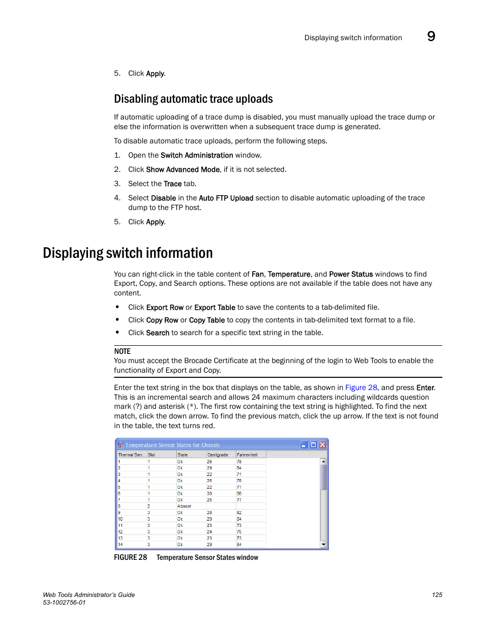 Disabling automatic trace uploads, Displaying switch information, Figure 28 | Dell POWEREDGE M1000E User Manual | Page 153 / 268