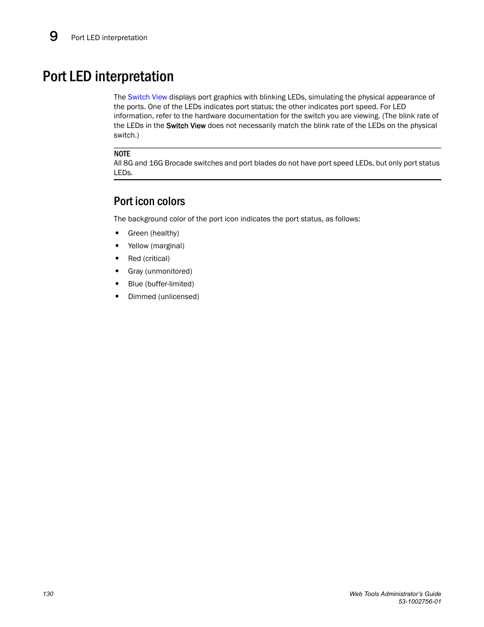 Port led interpretation, Port icon colors | Dell POWEREDGE M1000E User Manual | Page 158 / 268