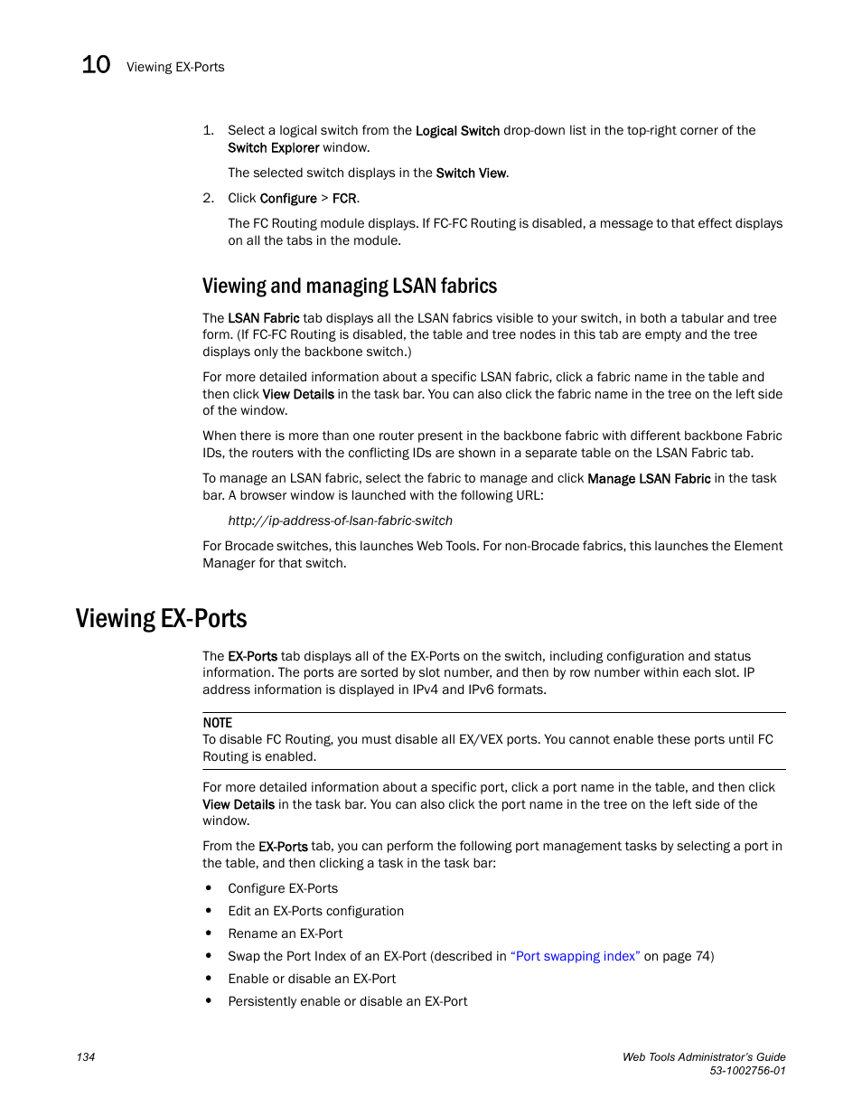 Viewing and managing lsan fabrics, Viewing ex-ports, Viewing | Ex-ports | Dell POWEREDGE M1000E User Manual | Page 162 / 268