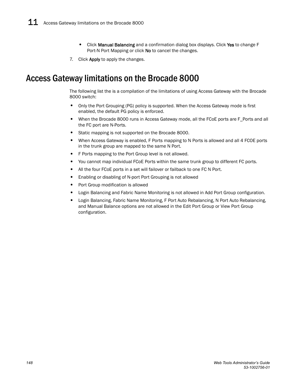 Access gateway limitations on the brocade 8000 | Dell POWEREDGE M1000E User Manual | Page 176 / 268