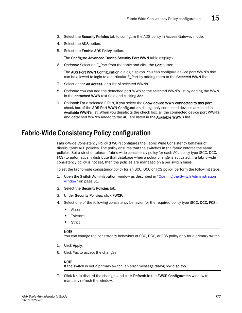 Fabric-wide consistency policy configuration | Dell POWEREDGE M1000E User Manual | Page 205 / 268