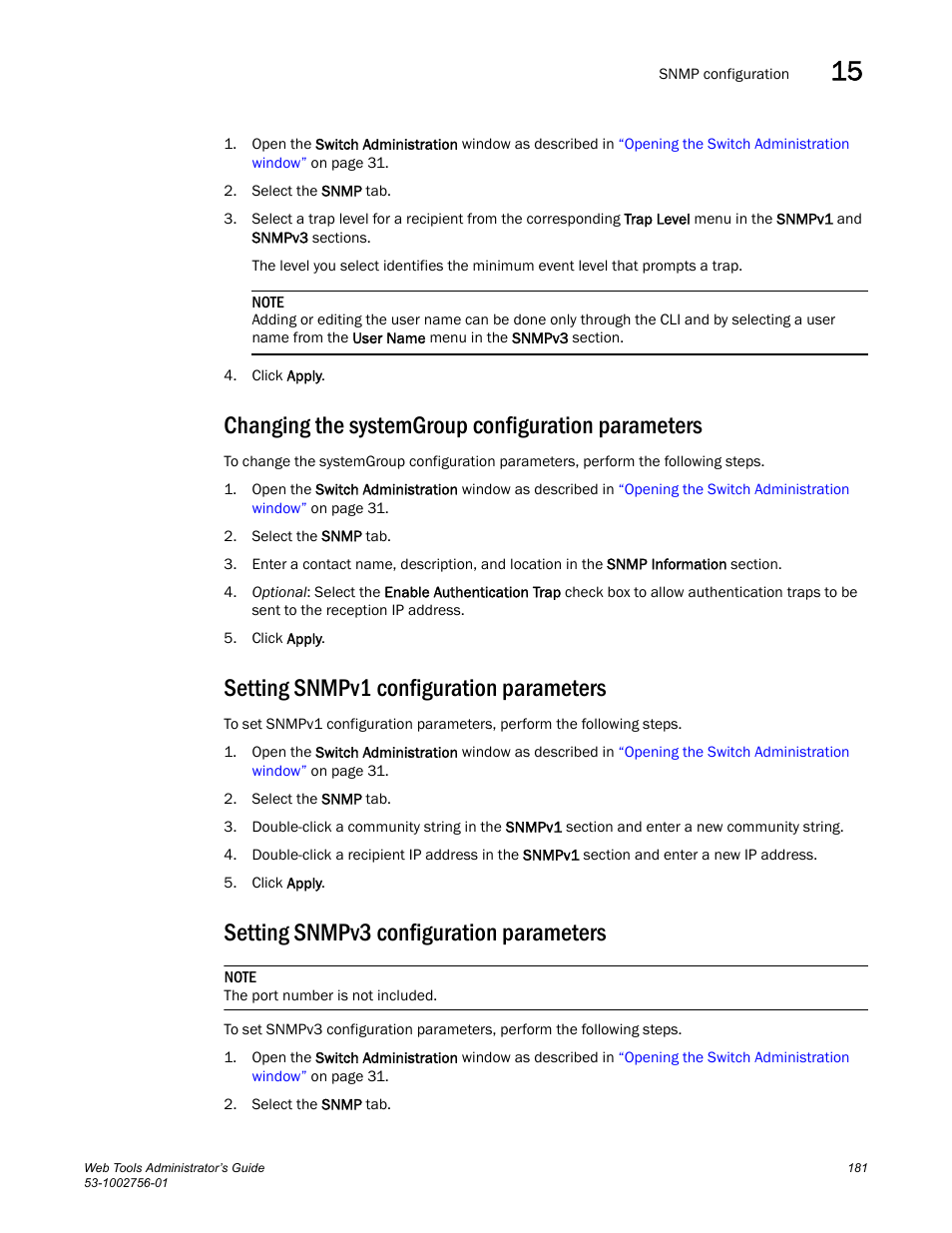 Changing the systemgroup configuration parameters, Setting snmpv1 configuration parameters, Setting snmpv3 configuration parameters | Dell POWEREDGE M1000E User Manual | Page 209 / 268