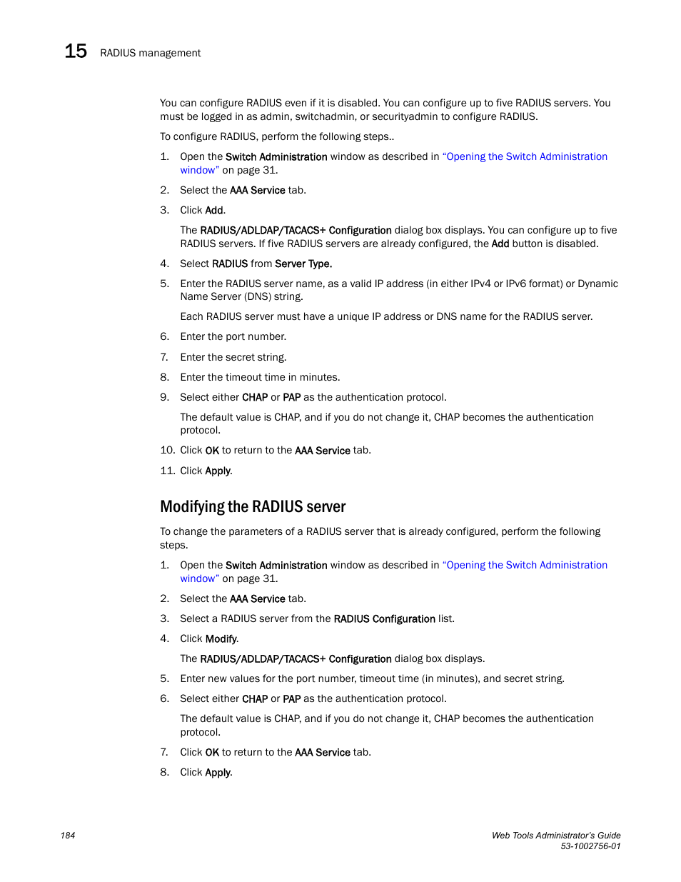 Modifying the radius server | Dell POWEREDGE M1000E User Manual | Page 212 / 268