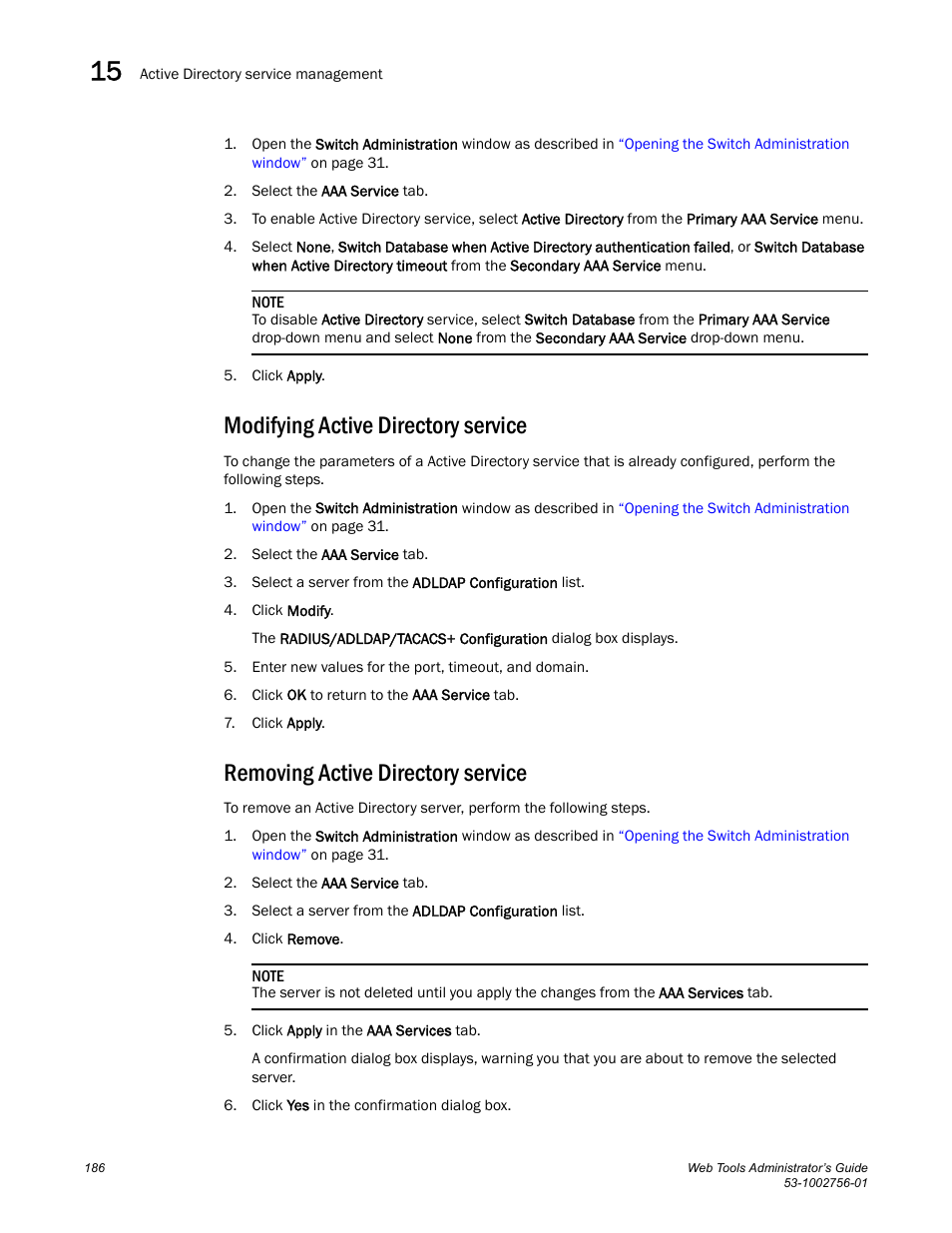 Modifying active directory service, Removing active directory service | Dell POWEREDGE M1000E User Manual | Page 214 / 268