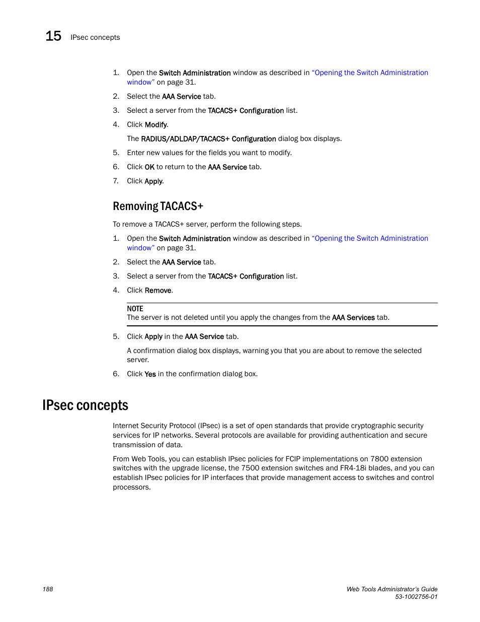 Removing tacacs, Ipsec concepts | Dell POWEREDGE M1000E User Manual | Page 216 / 268