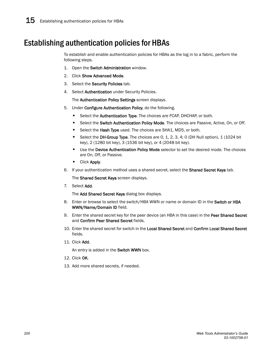 Establishing authentication policies for hbas | Dell POWEREDGE M1000E User Manual | Page 228 / 268