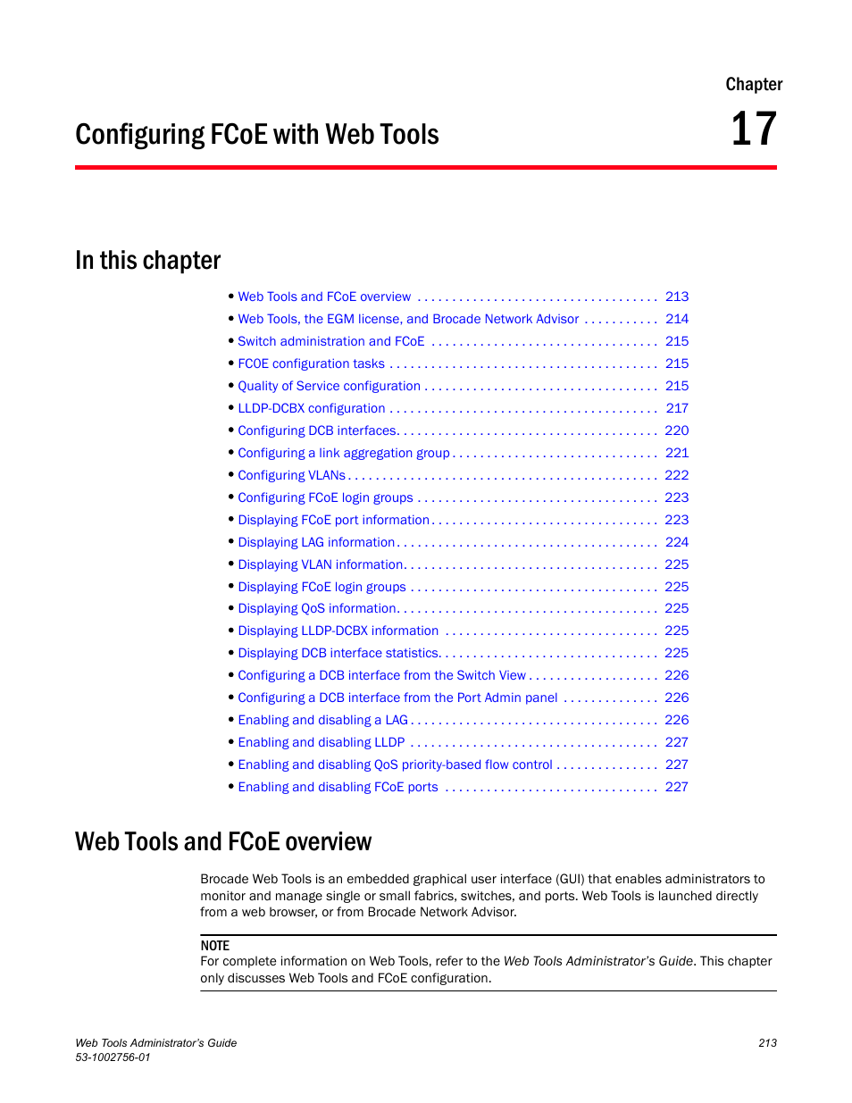 Configuring fcoe with web tools, In this chapter, Web tools and fcoe overview | Chapter 17, Chapter 17, “configuring fcoe with web tools | Dell POWEREDGE M1000E User Manual | Page 241 / 268