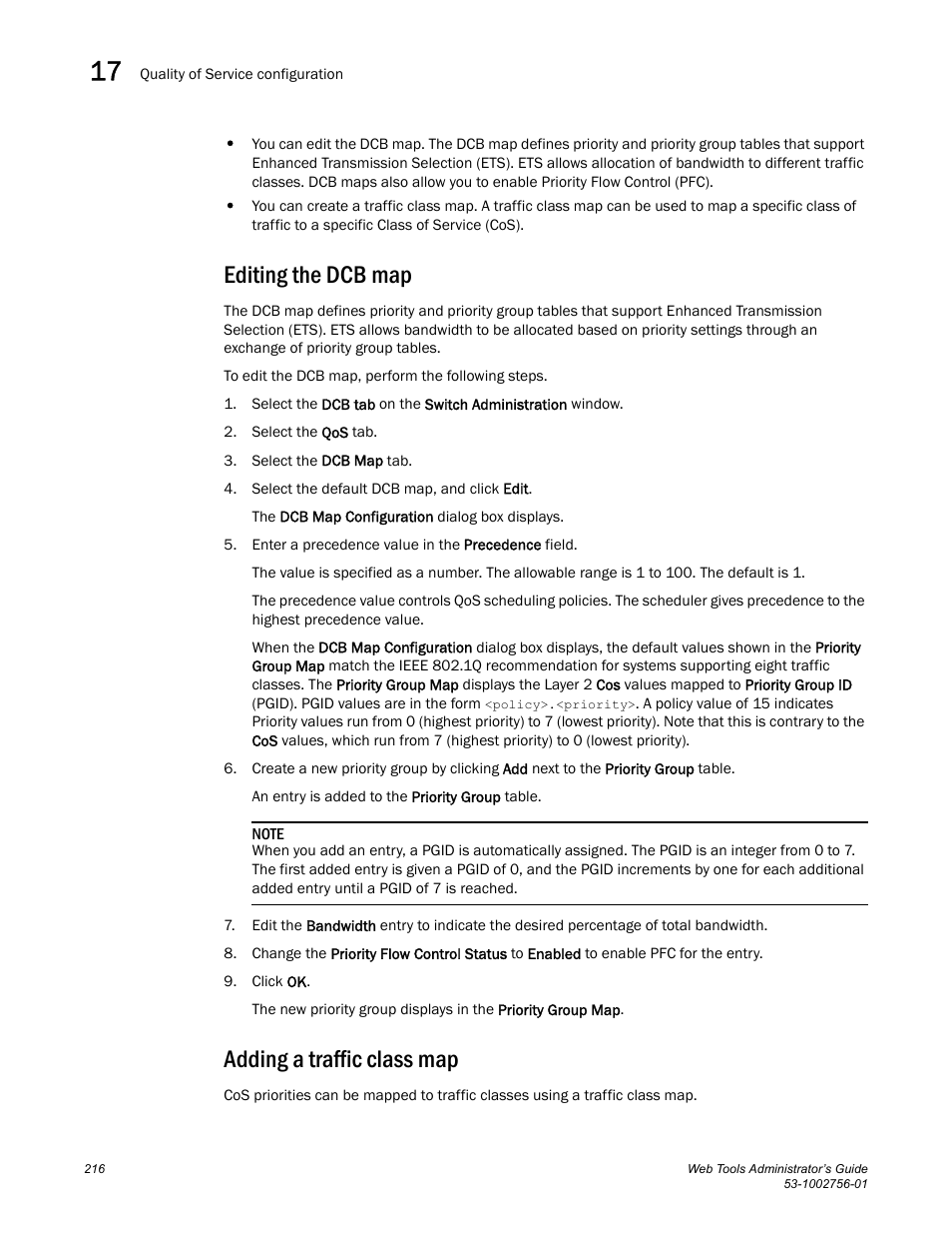 Editing the dcb map, Adding a traffic class map | Dell POWEREDGE M1000E User Manual | Page 244 / 268