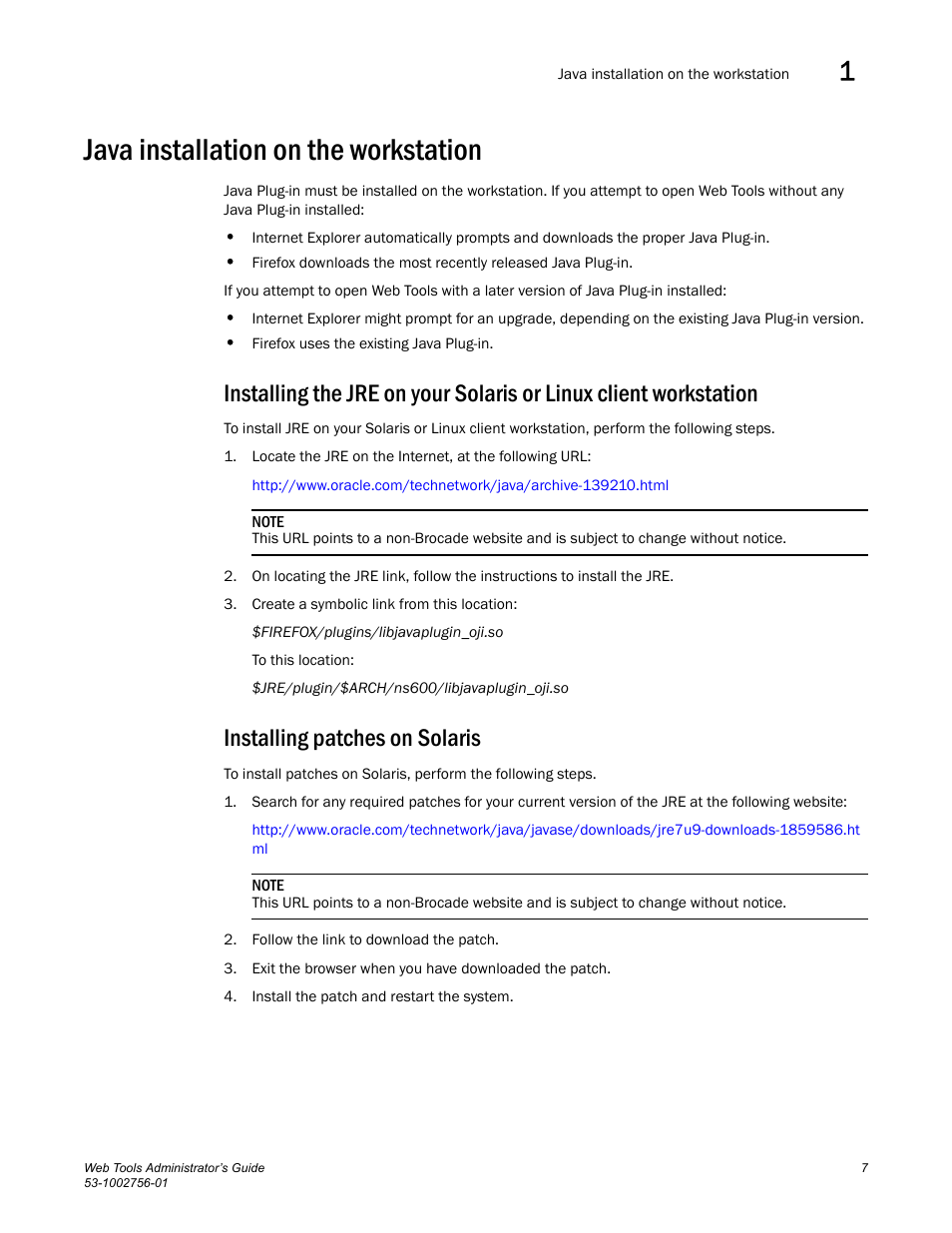 Java installation on the workstation, Installing patches on solaris | Dell POWEREDGE M1000E User Manual | Page 35 / 268