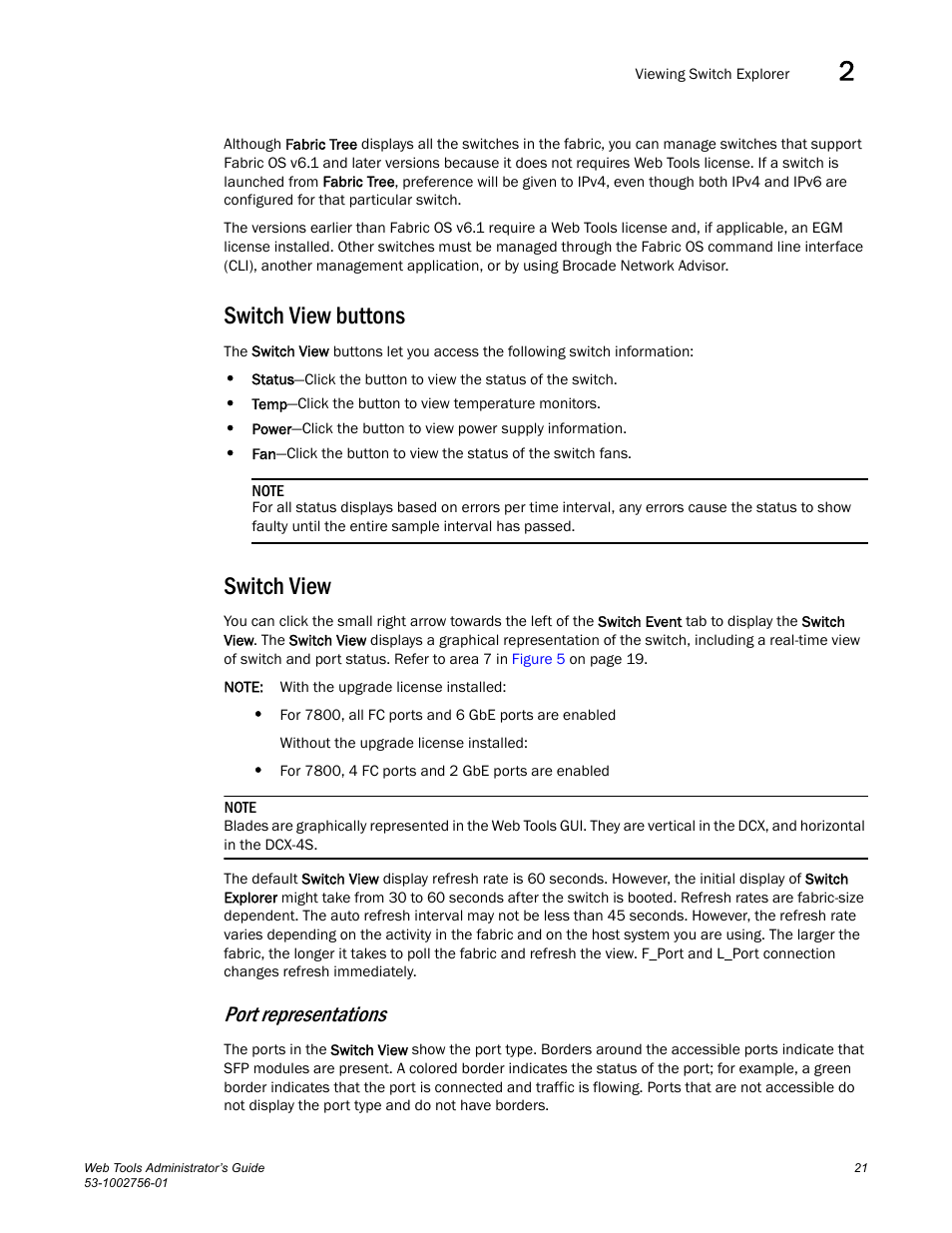 Switch view buttons, Switch view, Port representations | Dell POWEREDGE M1000E User Manual | Page 49 / 268