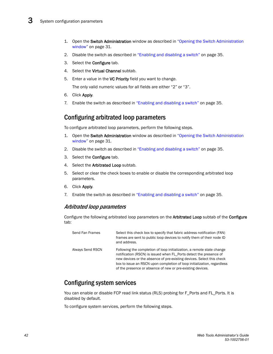 Configuring arbitrated loop parameters, Configuring system services, Arbitrated loop parameters | Dell POWEREDGE M1000E User Manual | Page 70 / 268