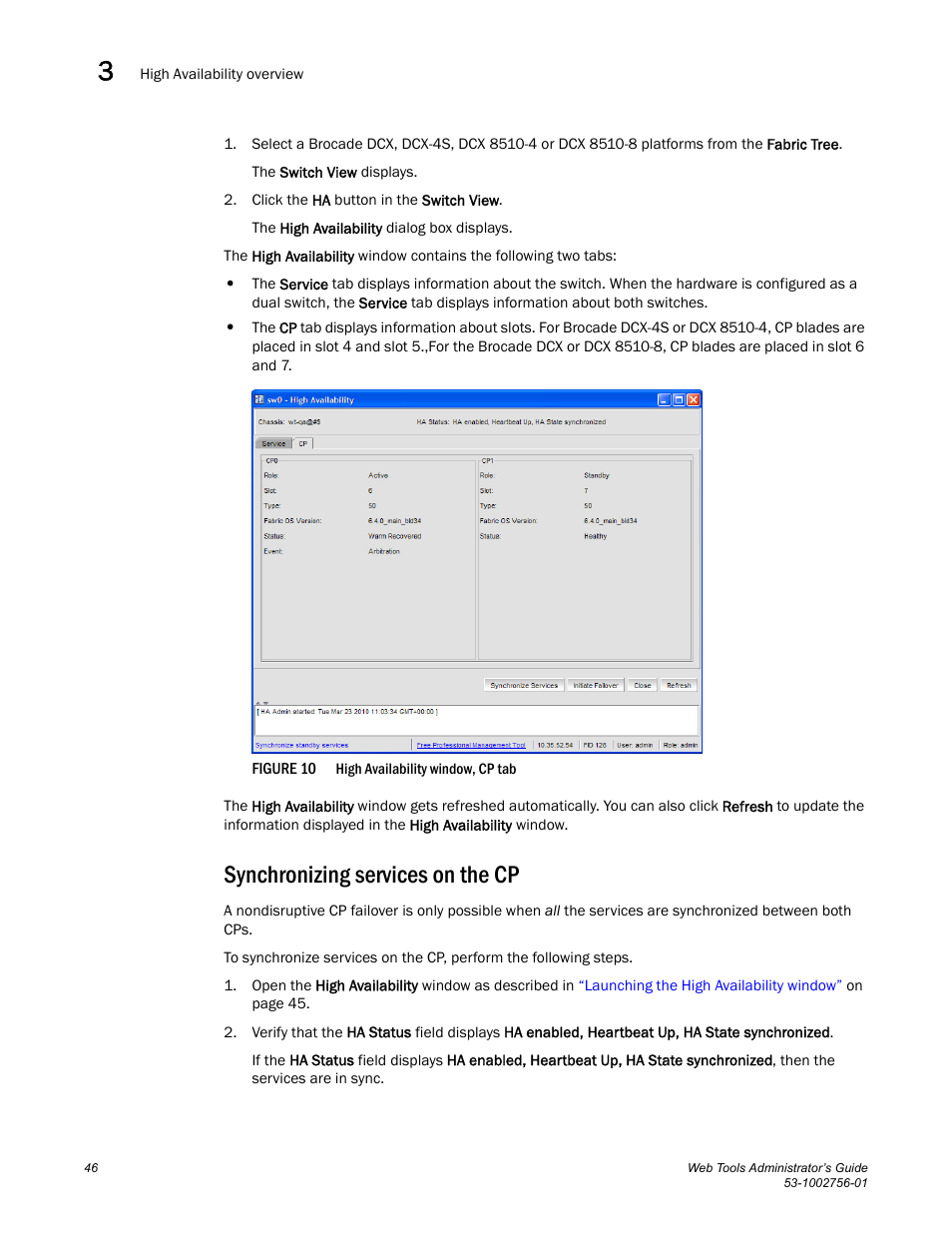 Synchronizing services on the cp, Figure 10, High | Dell POWEREDGE M1000E User Manual | Page 74 / 268