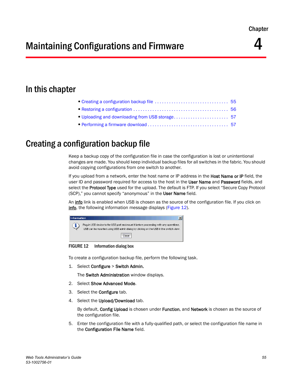 Maintaining configurations and firmware, In this chapter, Creating a configuration backup file | Chapter 4, Figure 12 | Dell POWEREDGE M1000E User Manual | Page 83 / 268