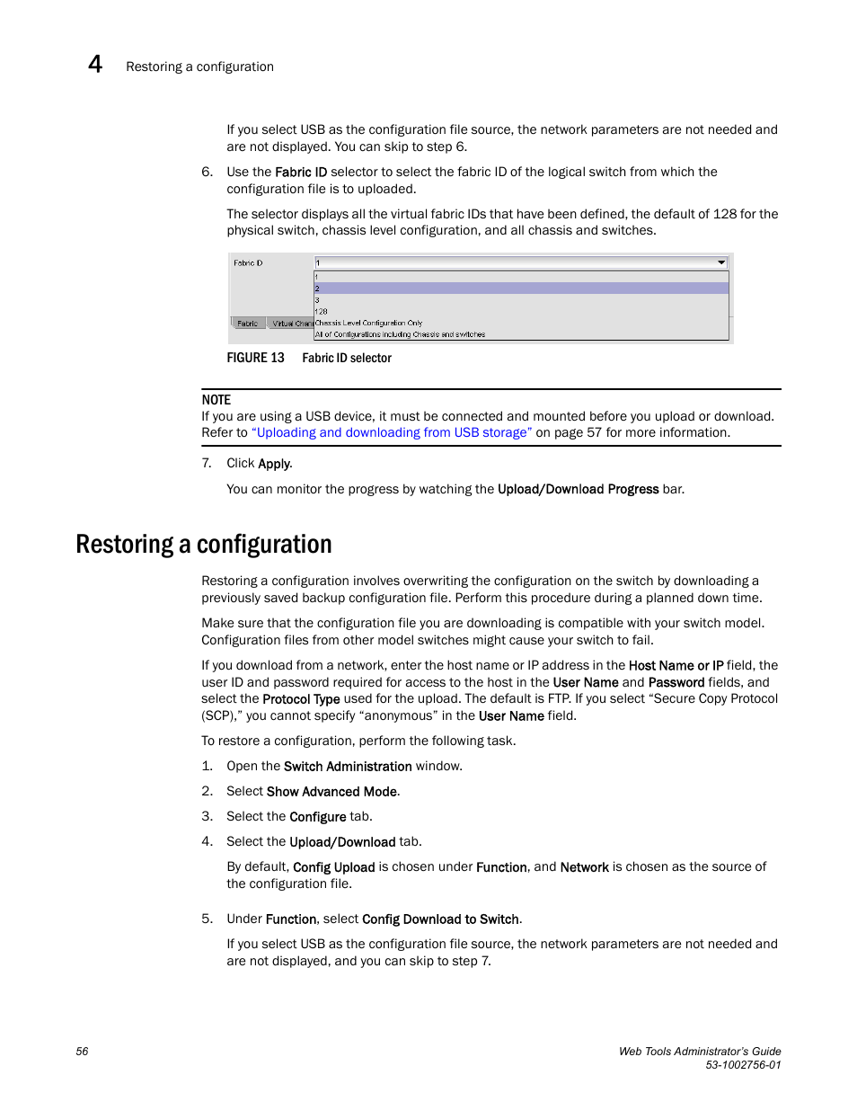 Restoring a configuration, Figure 13, Fabric | Dell POWEREDGE M1000E User Manual | Page 84 / 268