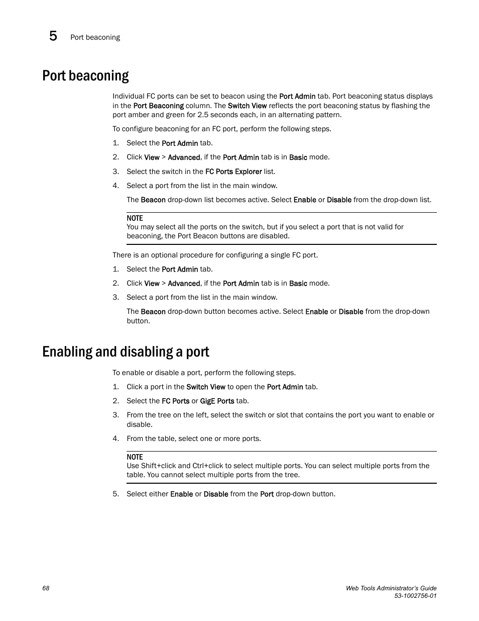 Port beaconing, Enabling and disabling a port | Dell POWEREDGE M1000E User Manual | Page 96 / 268