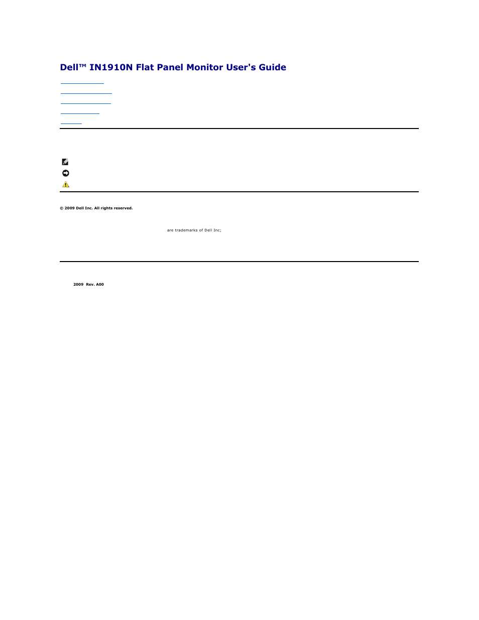 Dell IN1910NWFP Monitor User Manual | 28 pages