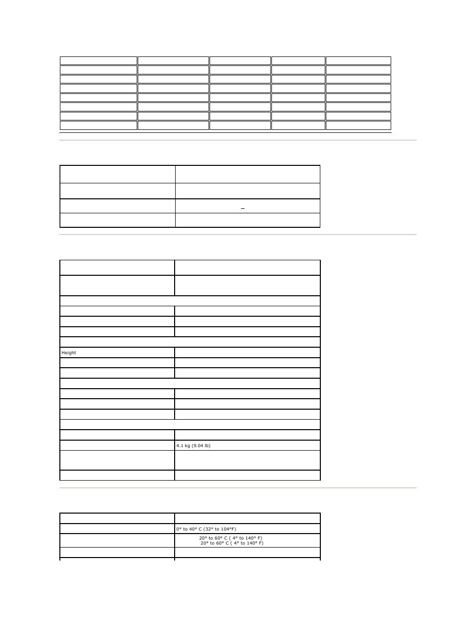 Electrical, Physical characteristics, Environmental | Dell IN1910NWFP Monitor User Manual | Page 7 / 28