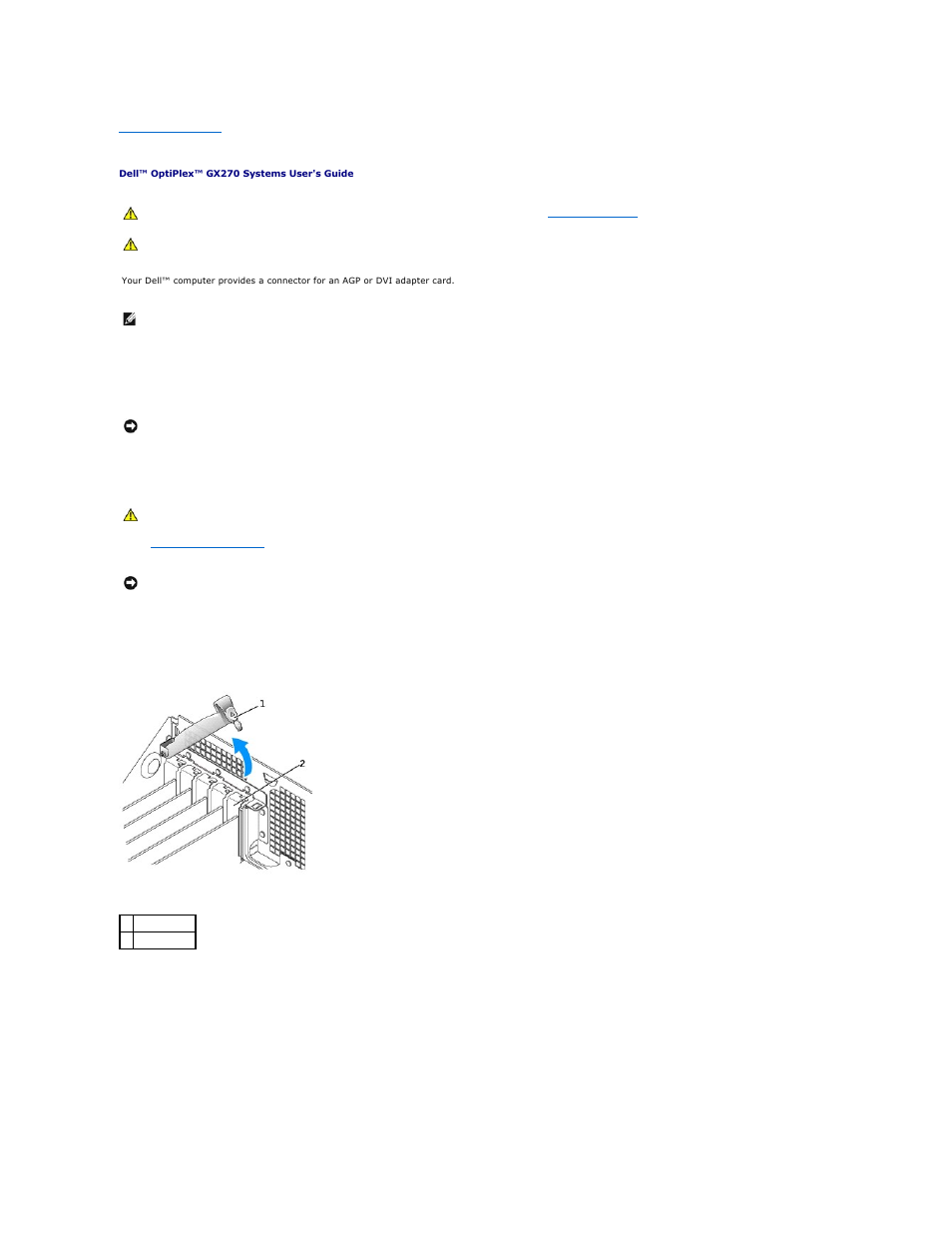 Agp and dvi adapter cards, Removing an agp/dvi adapter card | Dell OptiPlex GX270 User Manual | Page 129 / 178