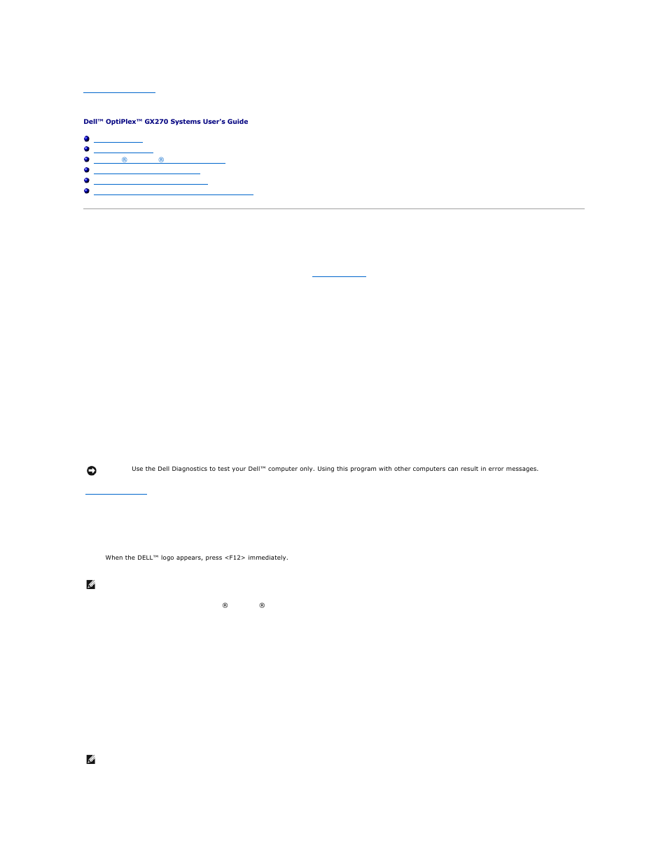 Advanced troubleshooting, Dell diagnostics, When to use the dell diagnostics | Starting the dell diagnostics | Dell OptiPlex GX270 User Manual | Page 3 / 178