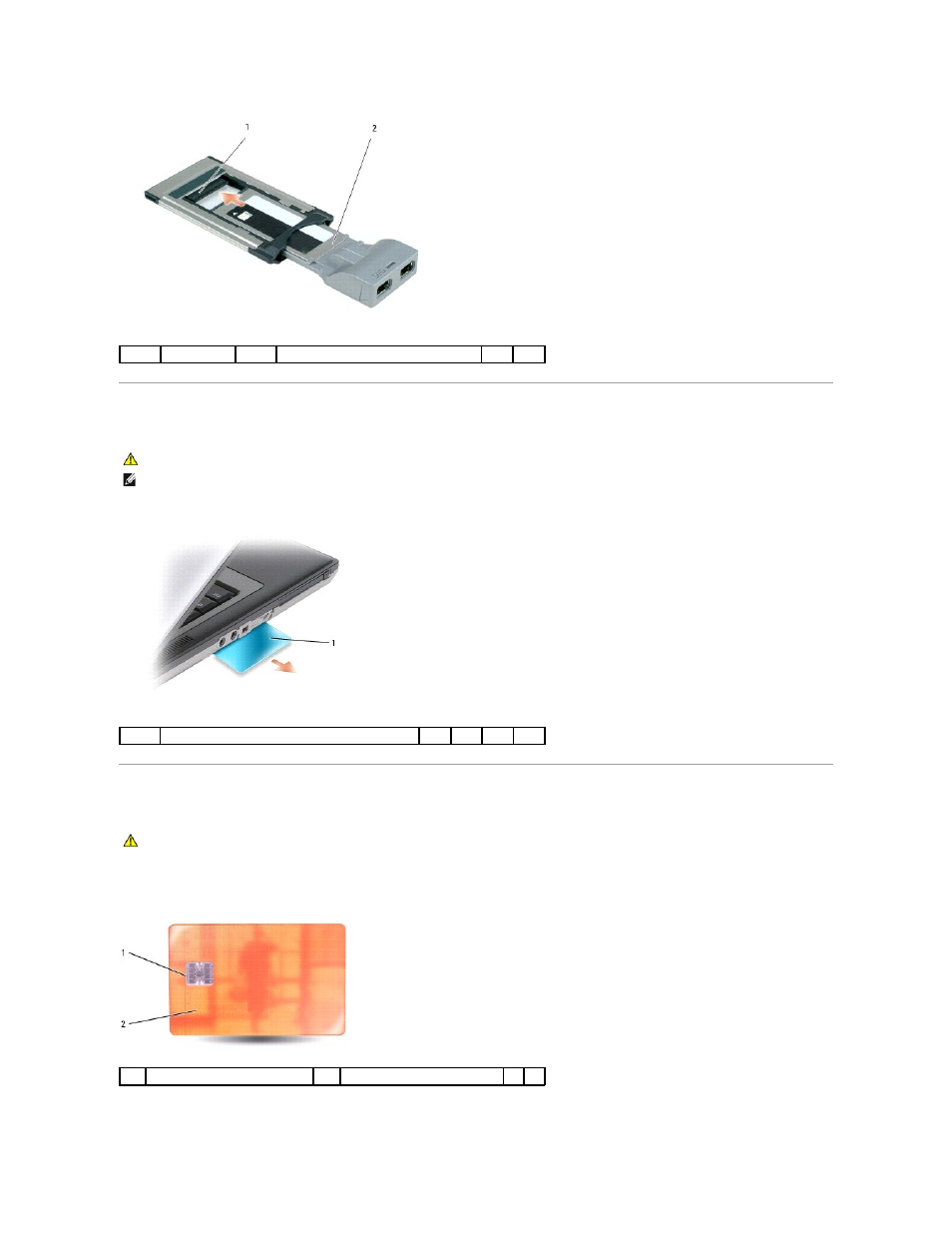 Removing a smart card, Installing a smart card | Dell Latitude D630C (Late 2008) User Manual | Page 34 / 40