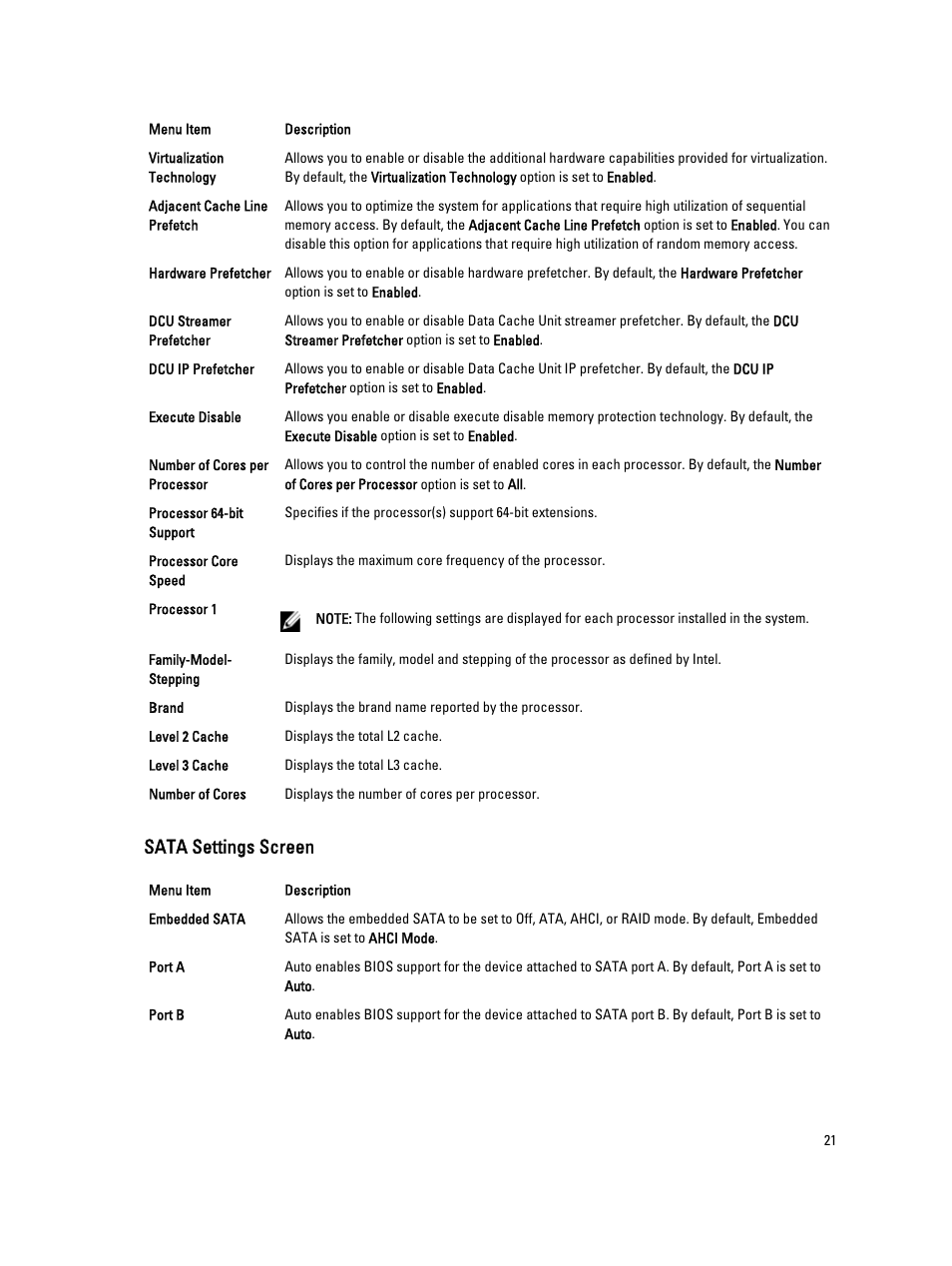 Sata settings screen | Dell Powervault NX400 User Manual | Page 21 / 123