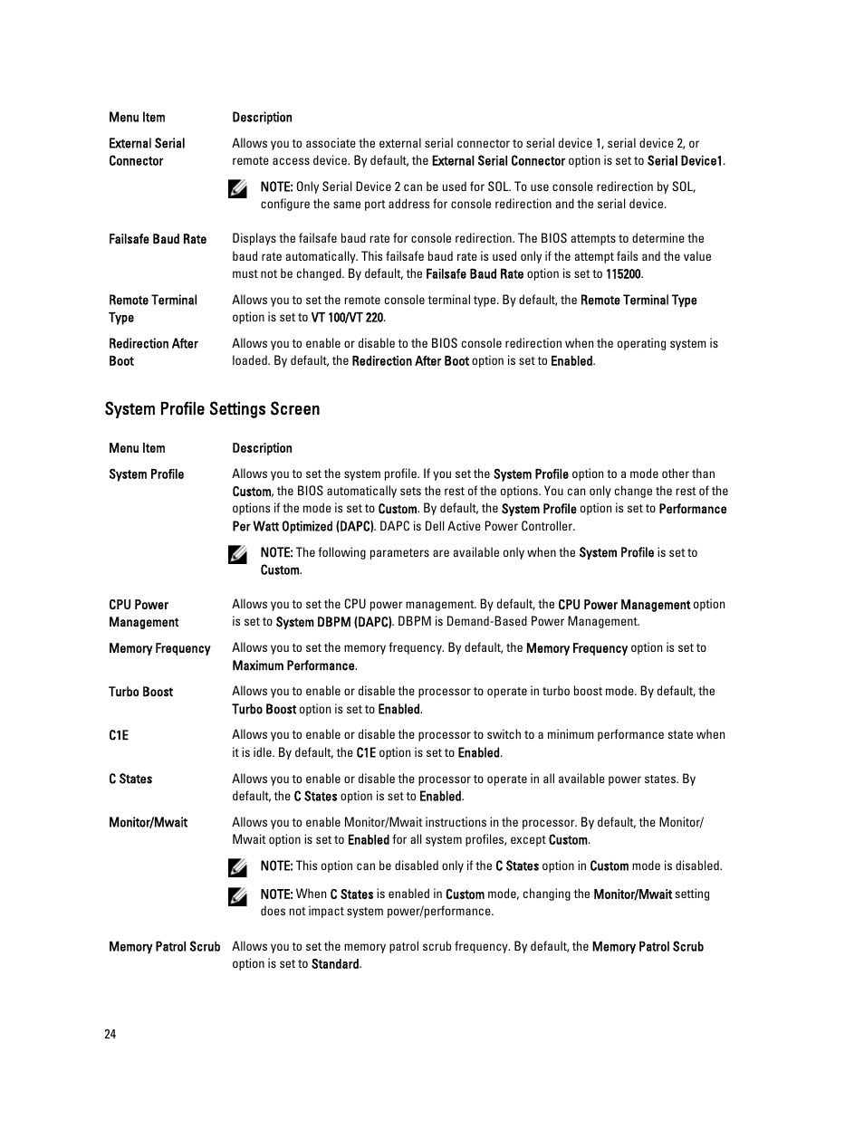 System profile settings screen | Dell Powervault NX400 User Manual | Page 24 / 123